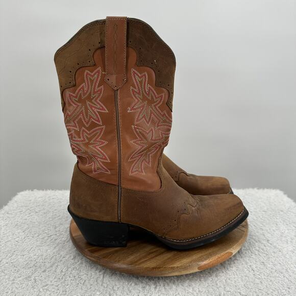 Tony Lama Boots Womens 7 B Brown Leather Dusty Cherokee RR2107L Cowboy Western - Picture 1 of 13